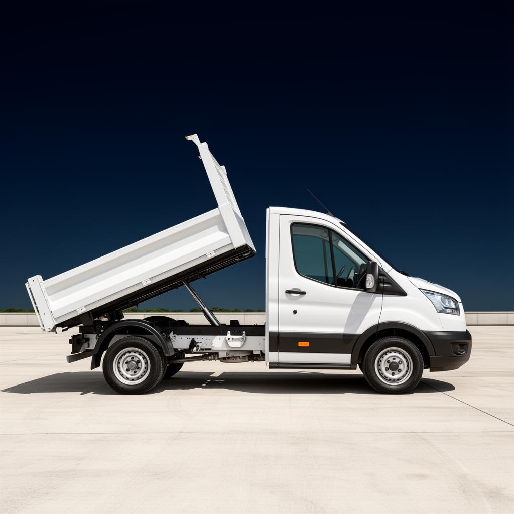 White Ford Transit tipper truck available for hire in Portsmouth